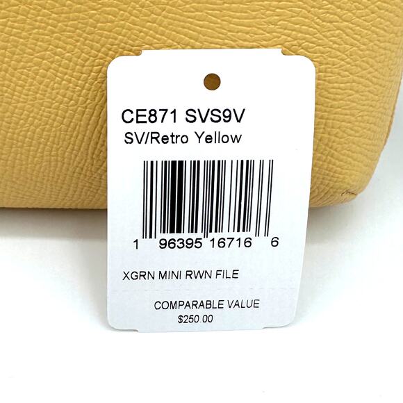 Coach Mini Rowan File Bag Crossbody Purse in Retro Yellow Leather CE871 - Picture 5 of 6